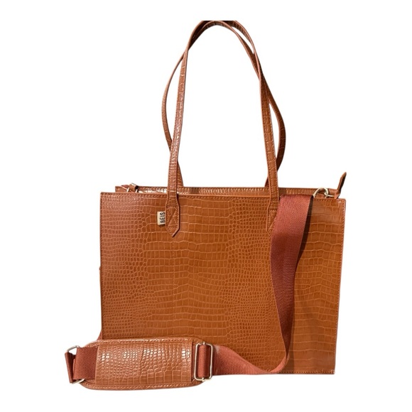 BEIS Handbags - BEIS Tan Crocodile-Embossed Tote Bag